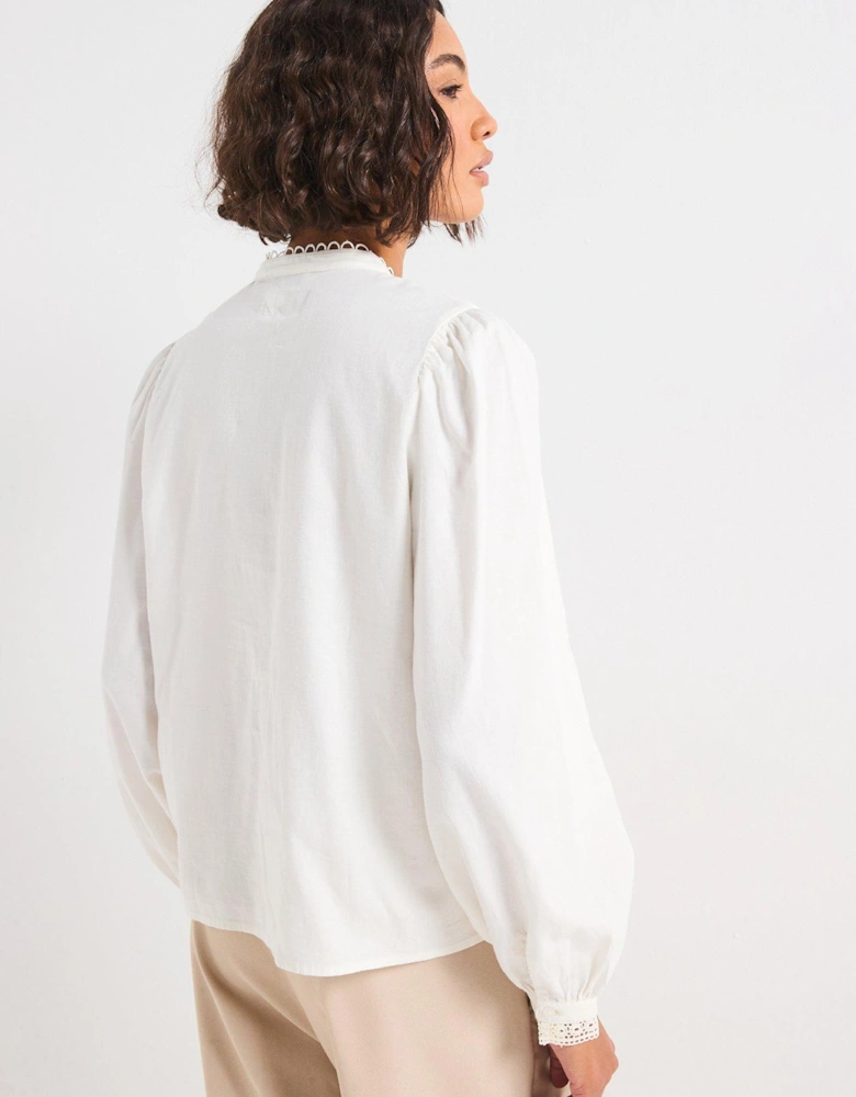 Lace Detail Shirt - White