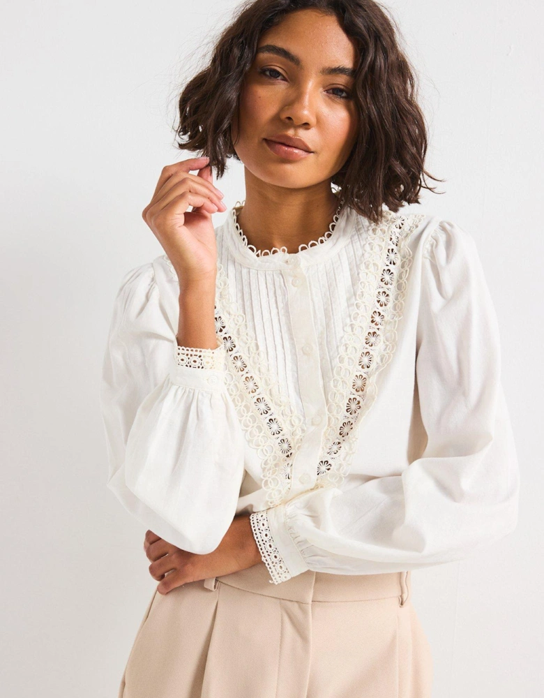 Lace Detail Shirt - White