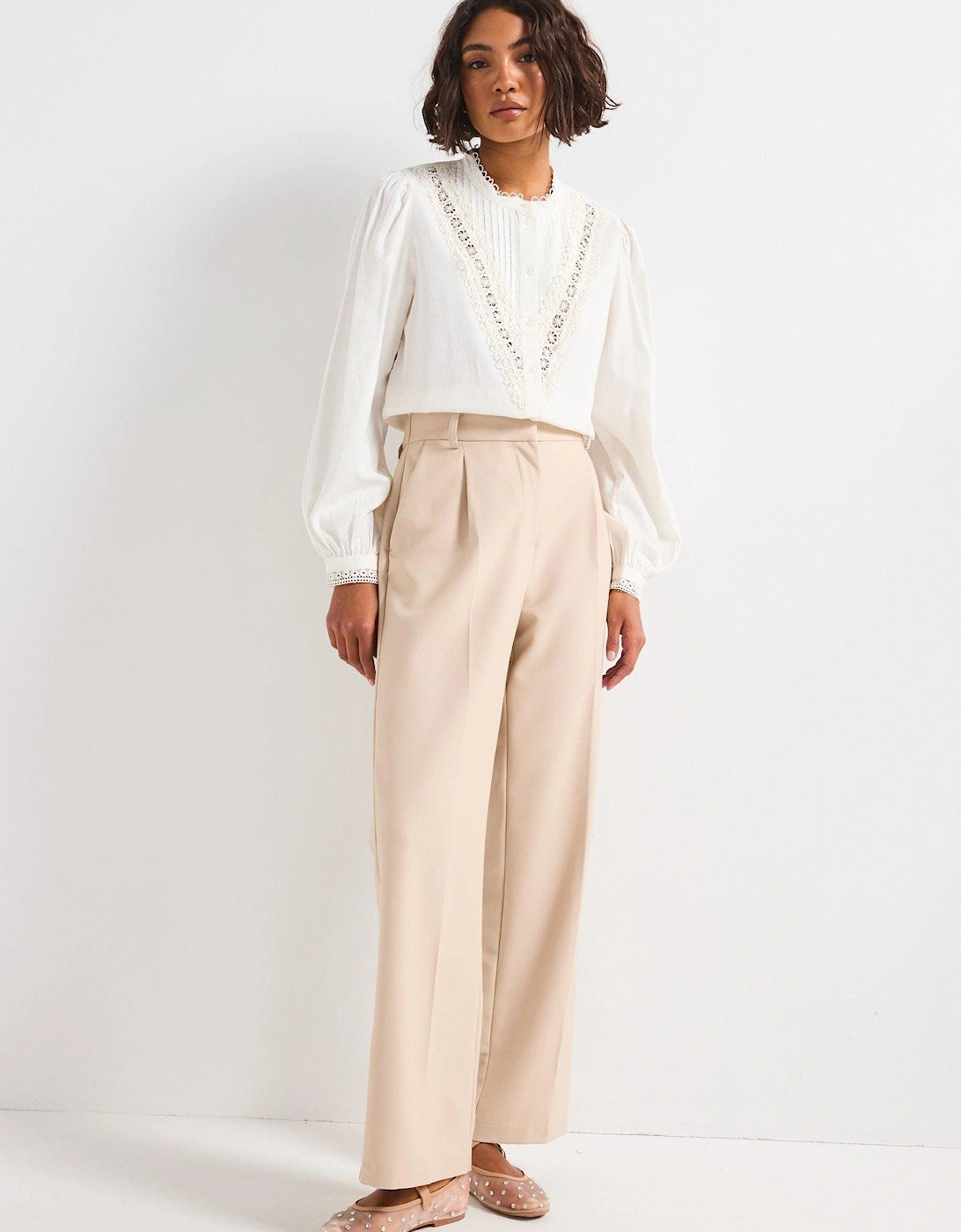 Lace Detail Shirt - White