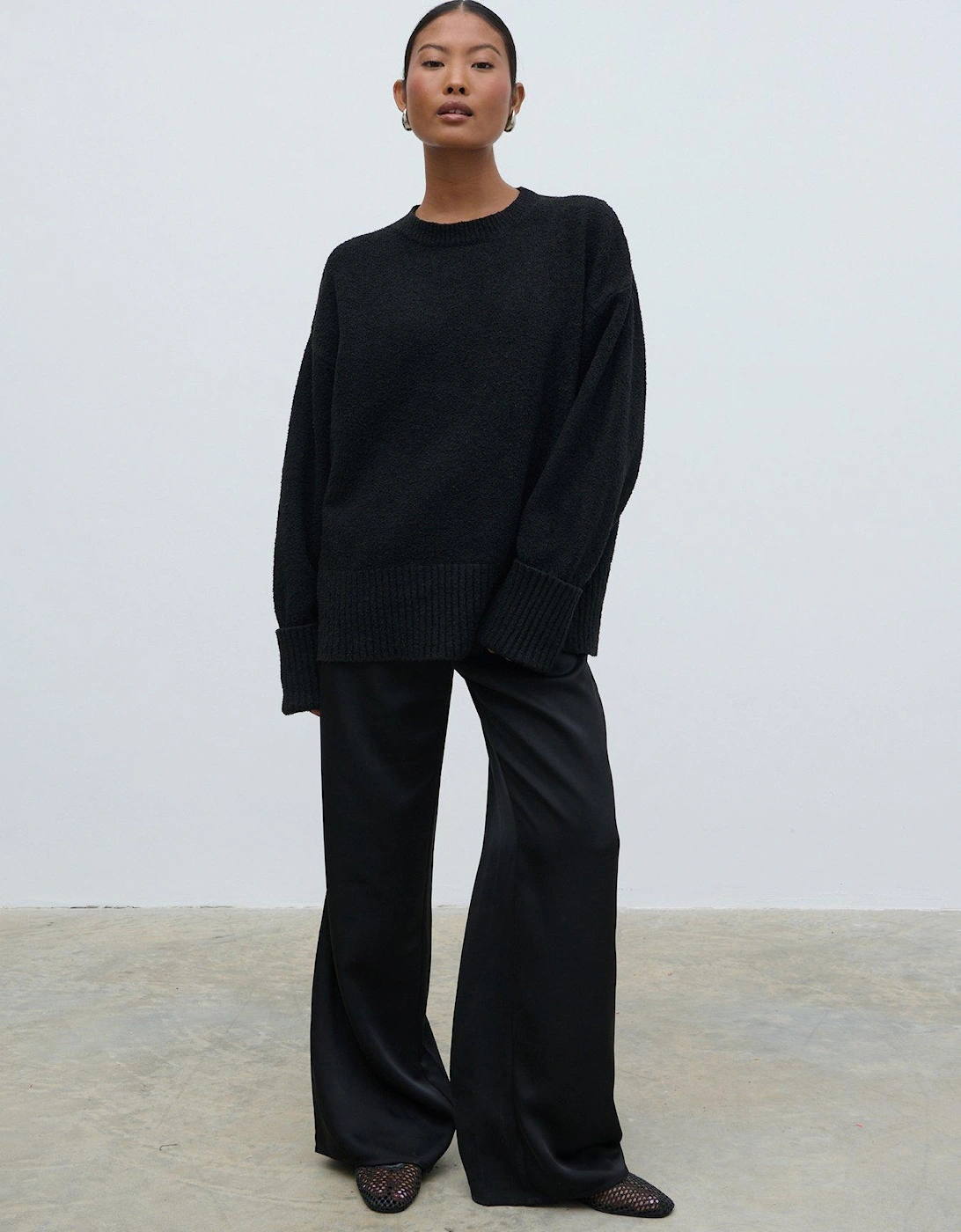 Breya Satin Drawstring Trouser - Black