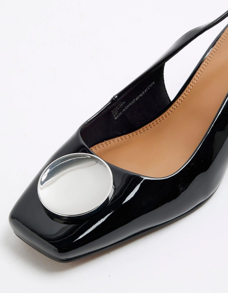 Block Heel Court Shoe - Black
