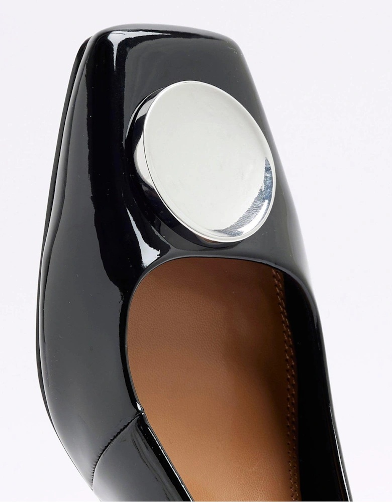 Block Heel Court Shoe - Black