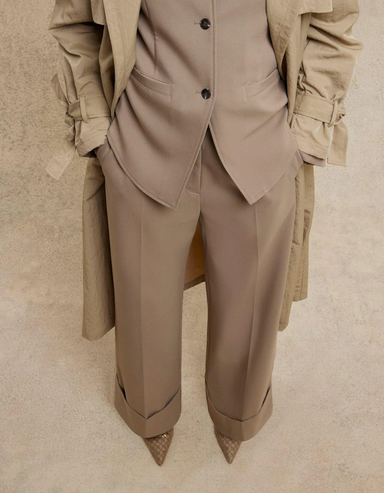 Wide Leg Trouser - Beige