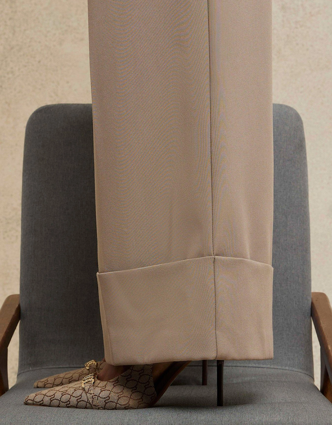 Wide Leg Trouser - Beige
