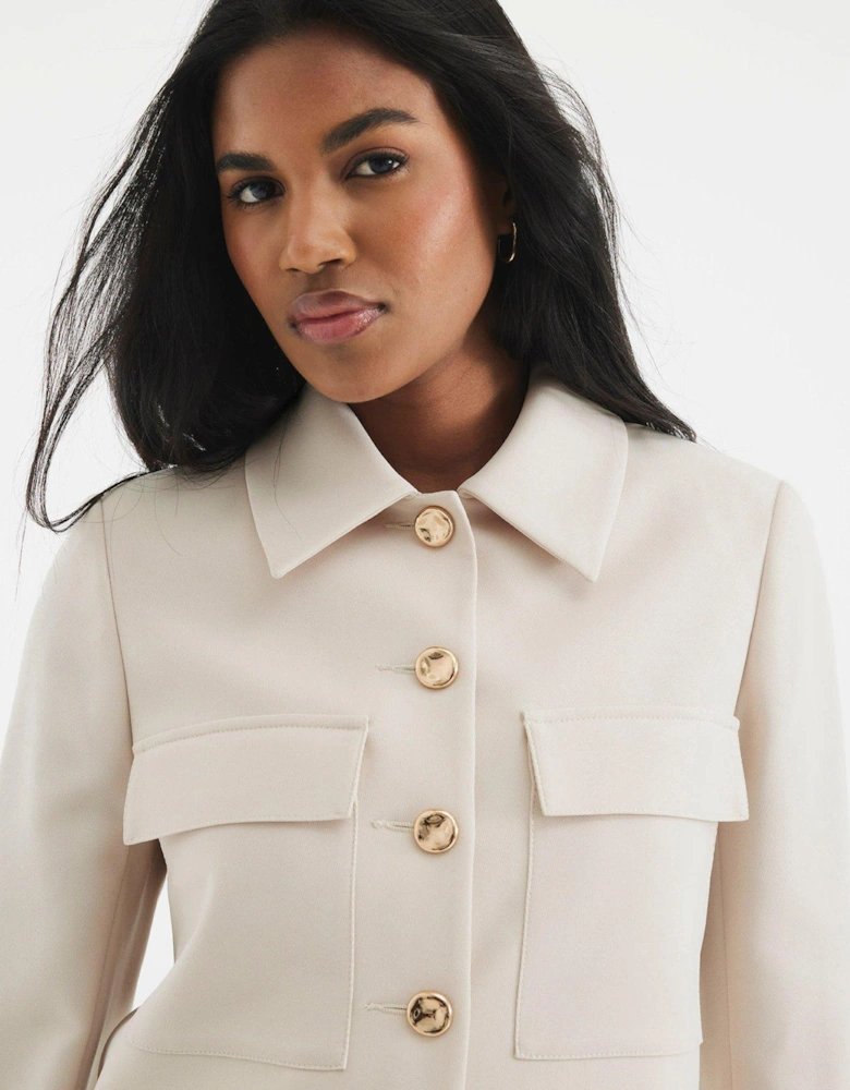 Front Pocket Jacket - Beige