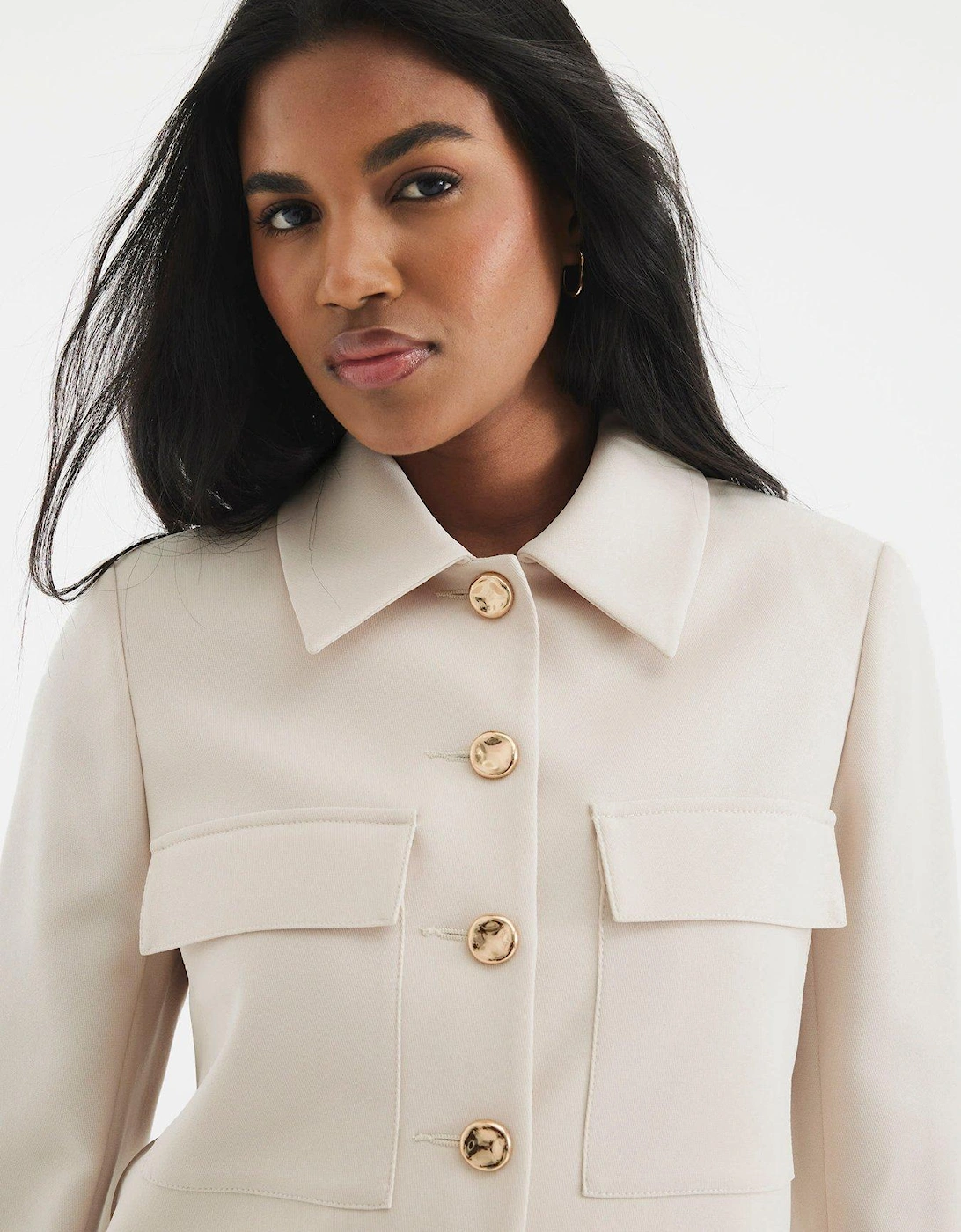 Front Pocket Jacket - Beige