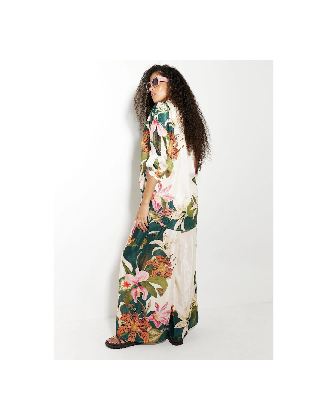 Botanical Wide Leg Trouser - Cream