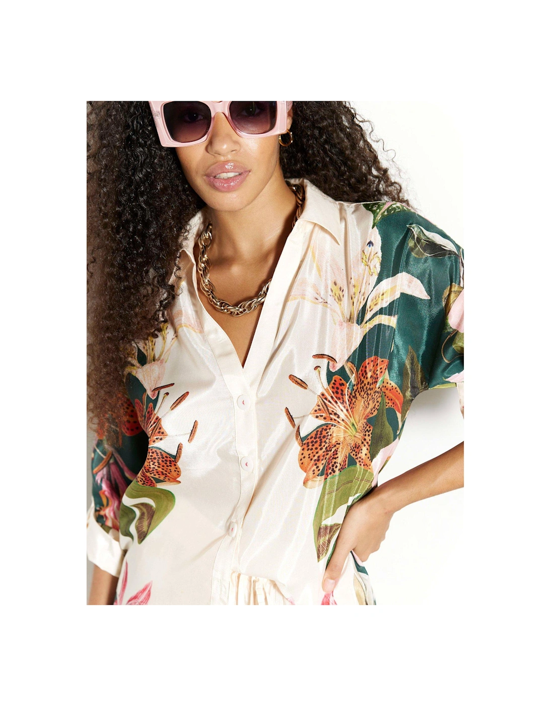 Botanical Wide Leg Trouser - Cream