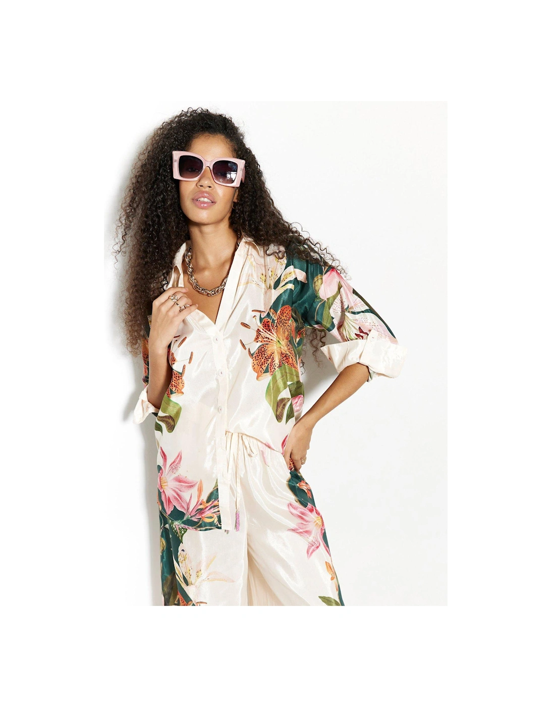 Botanical Wide Leg Trouser - Cream