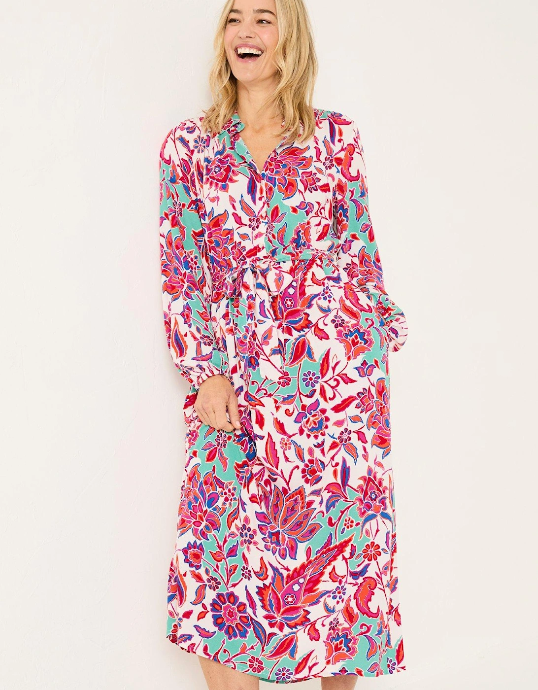 Scheana Floral Midi Dress - White