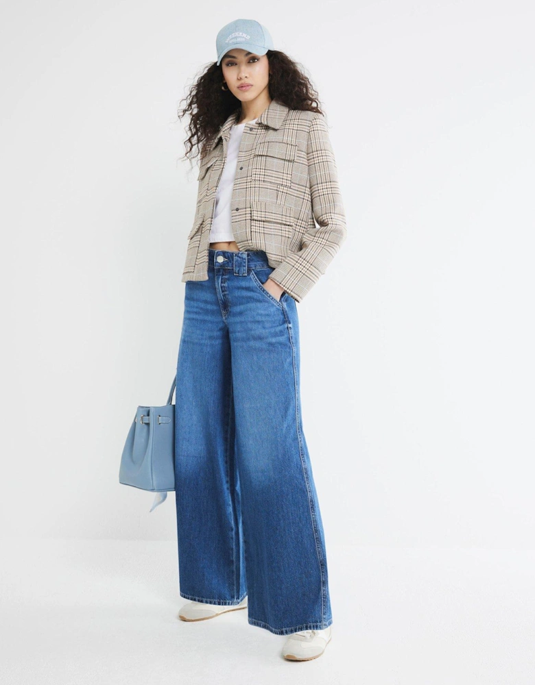 Wide Leg Palazzo Trouser - Medium Denim