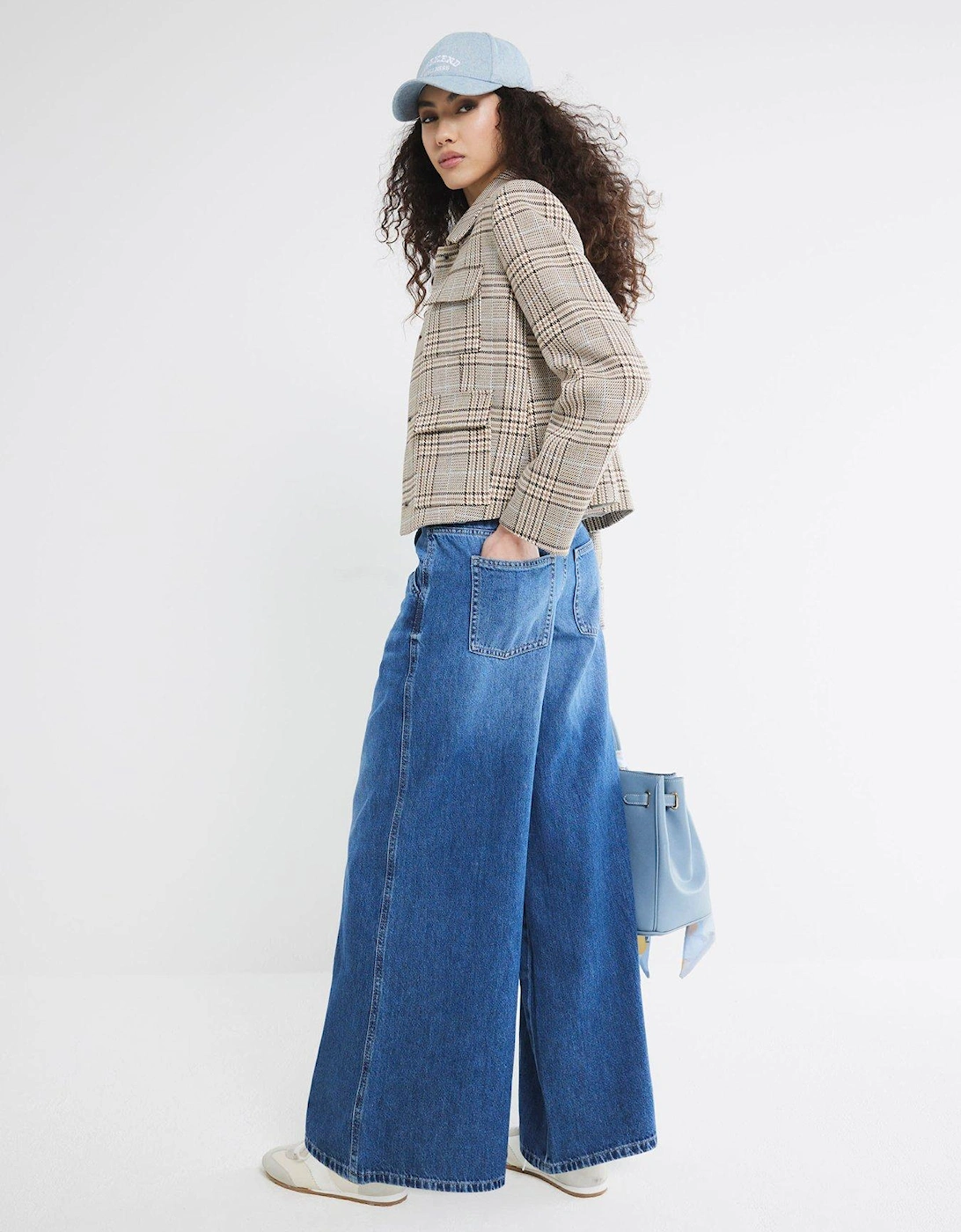 Wide Leg Palazzo Trouser - Medium Denim