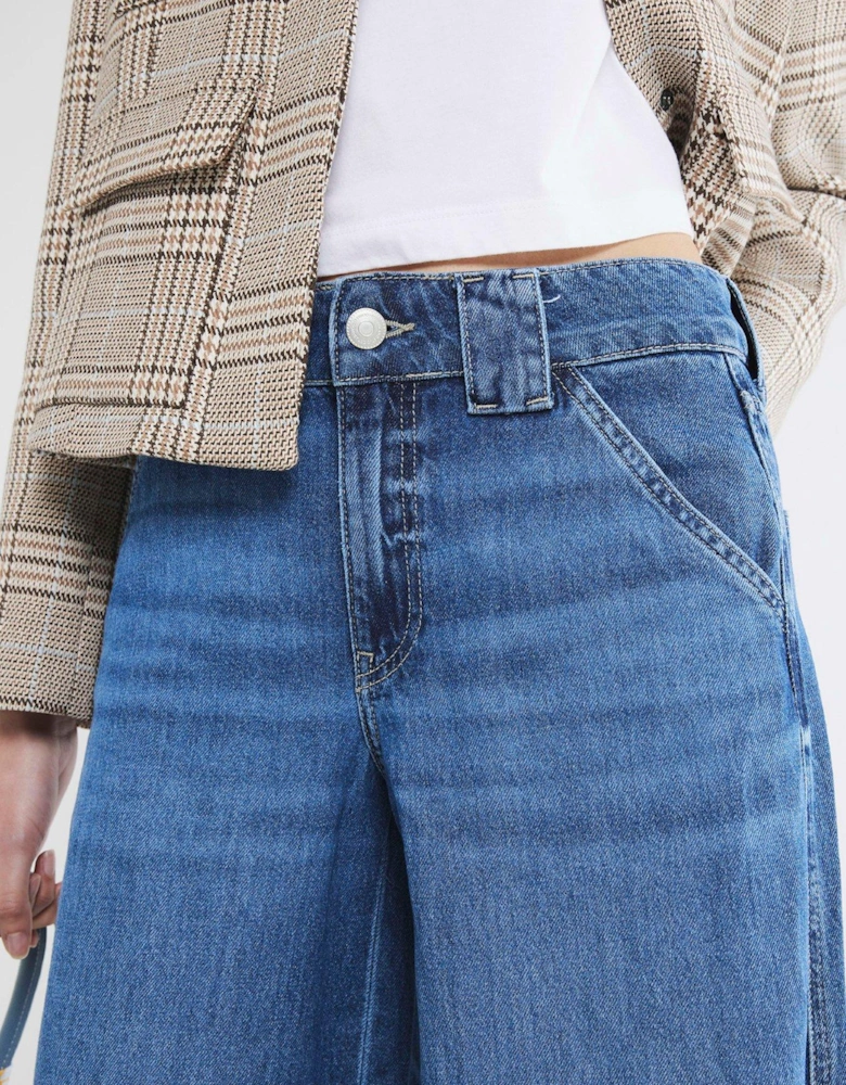 Wide Leg Palazzo Trouser - Medium Denim