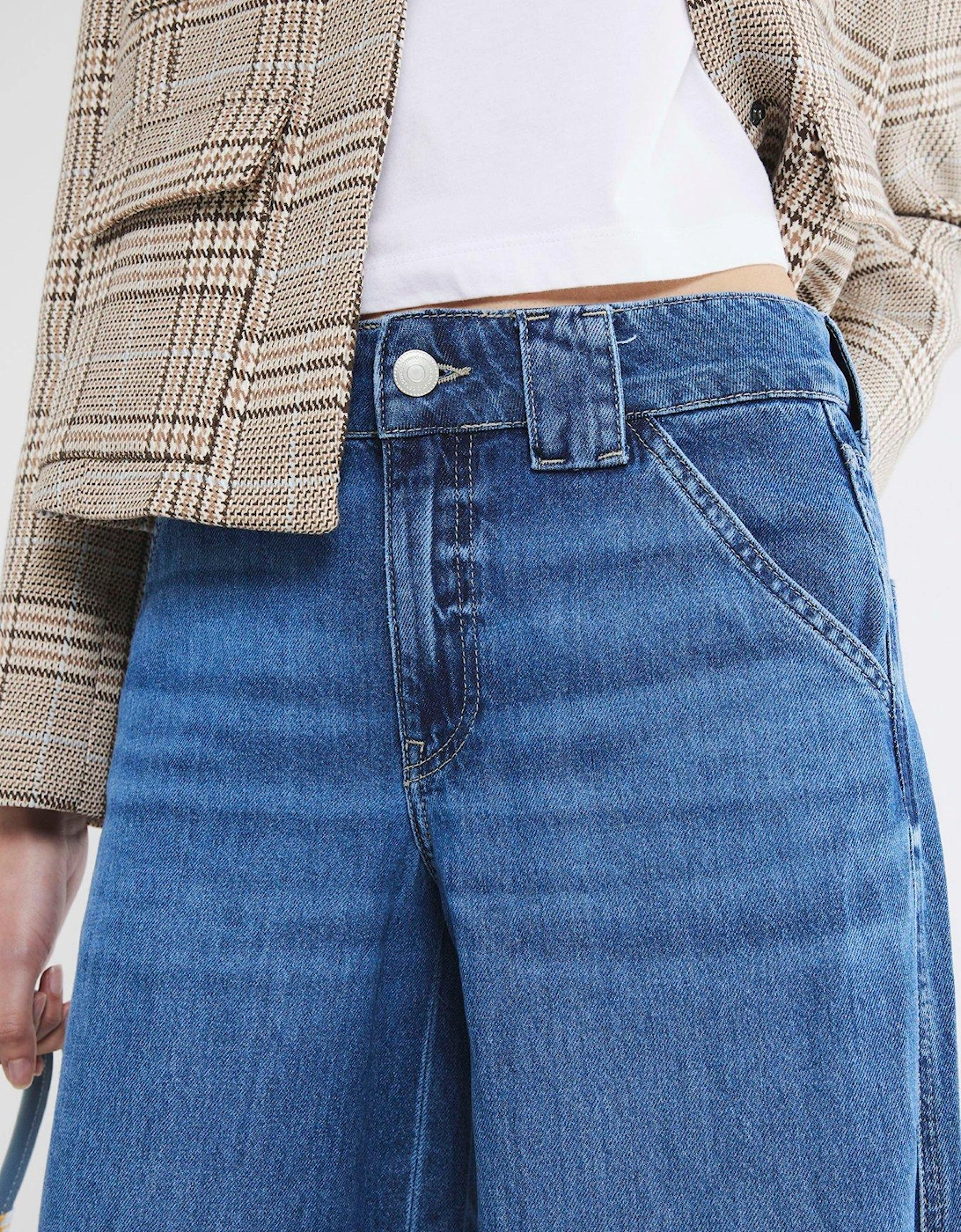 Wide Leg Palazzo Trouser - Medium Denim