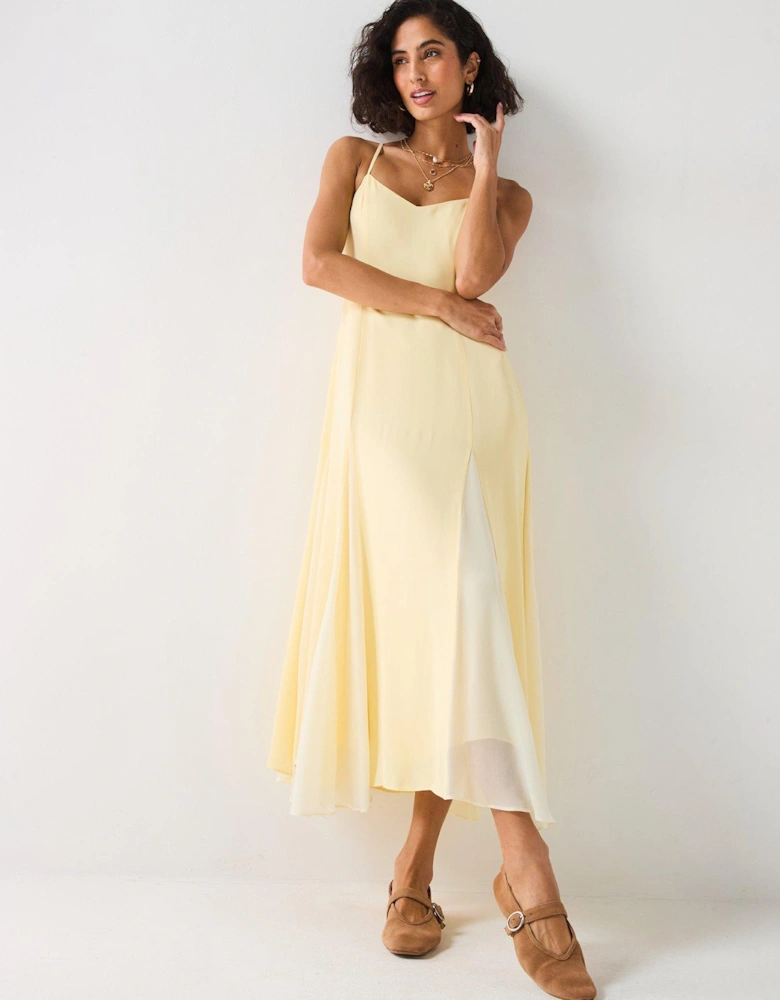Dahlia Petite Contrast Godet Midaxi Dress - Multi