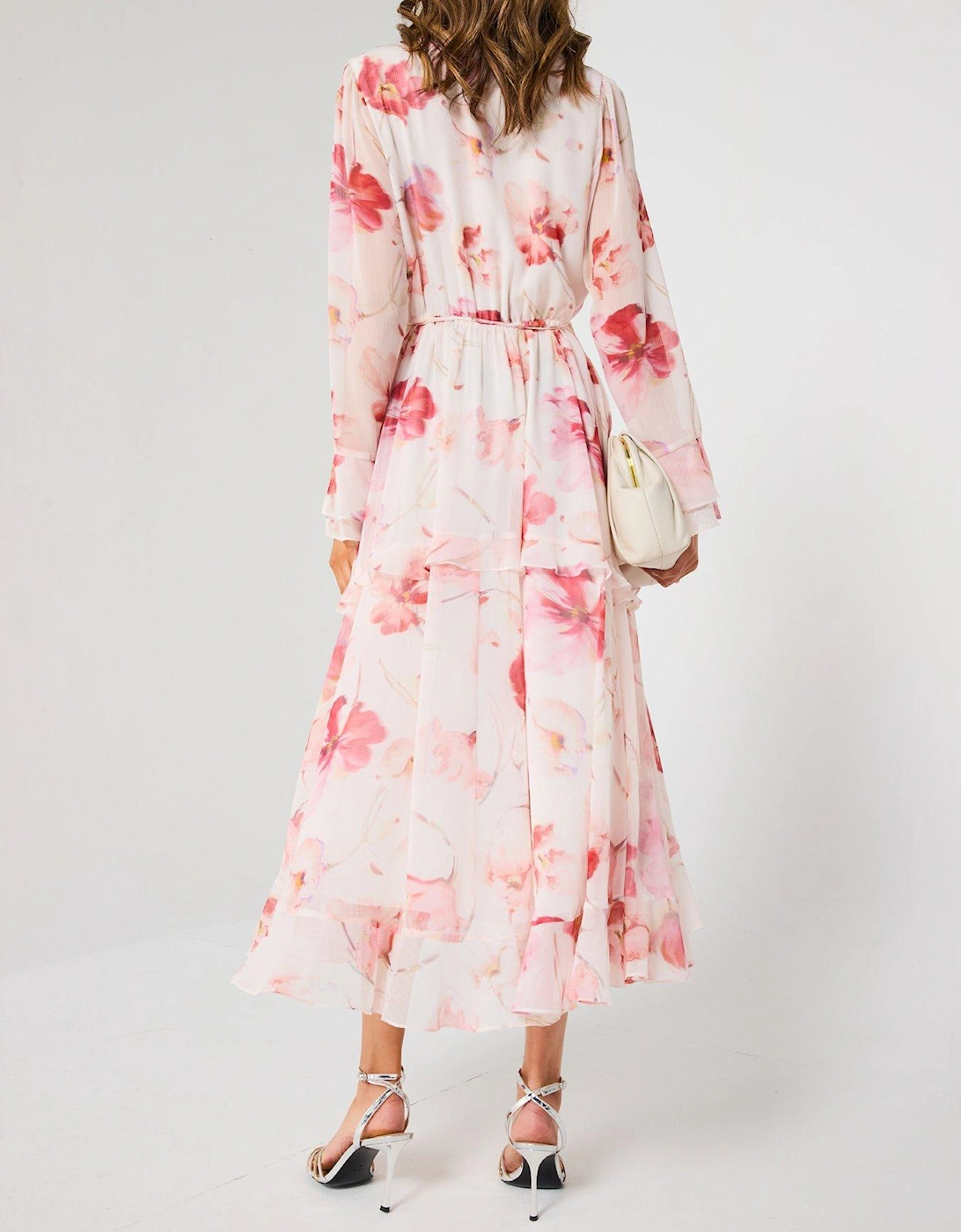 Kya Long Sleeve Frill Midi Dress - Multi