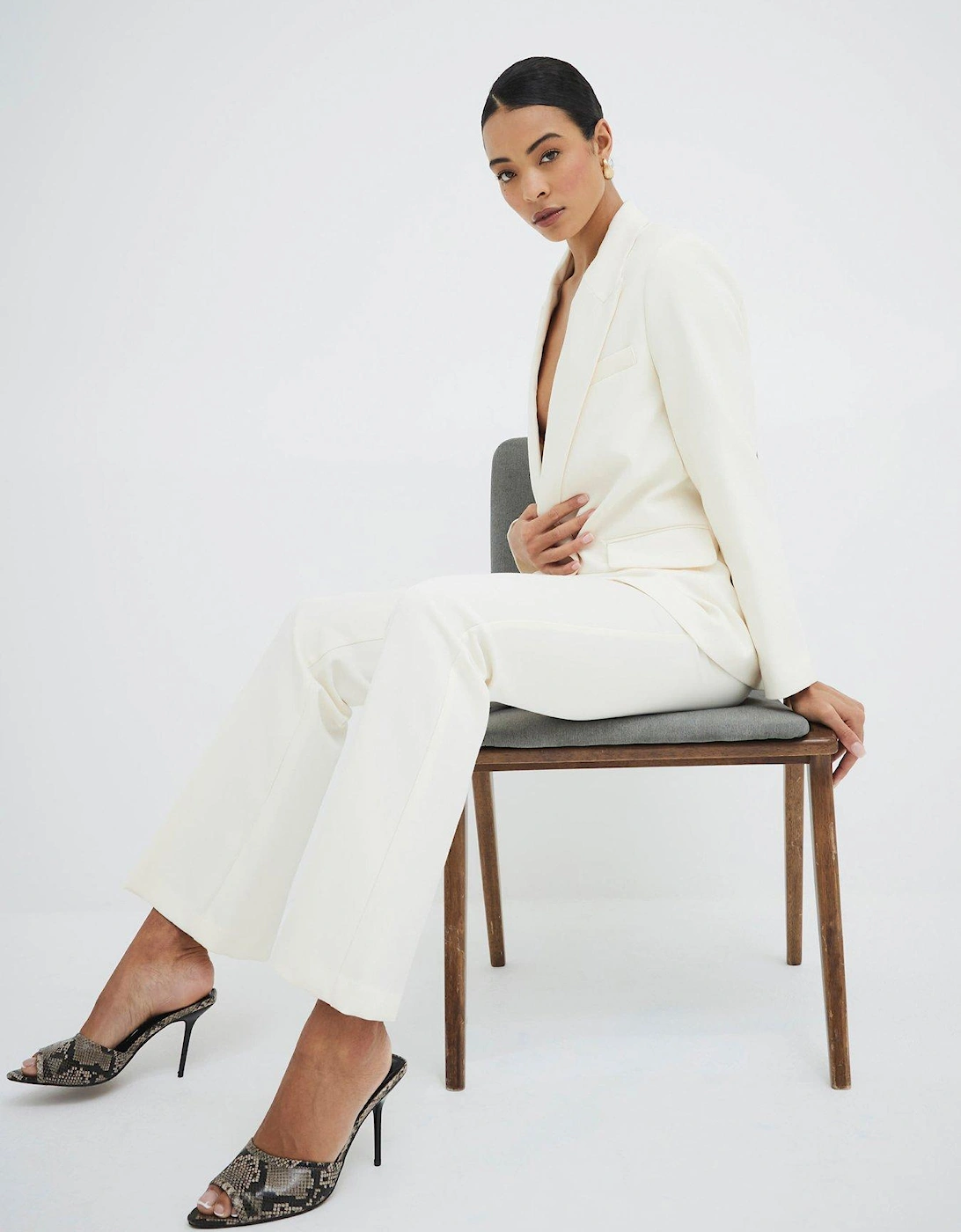 Slim Flare Trouser - Cream