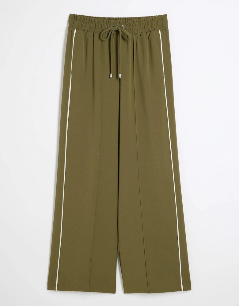 Wide Leg Side Stripe Trouser - Green