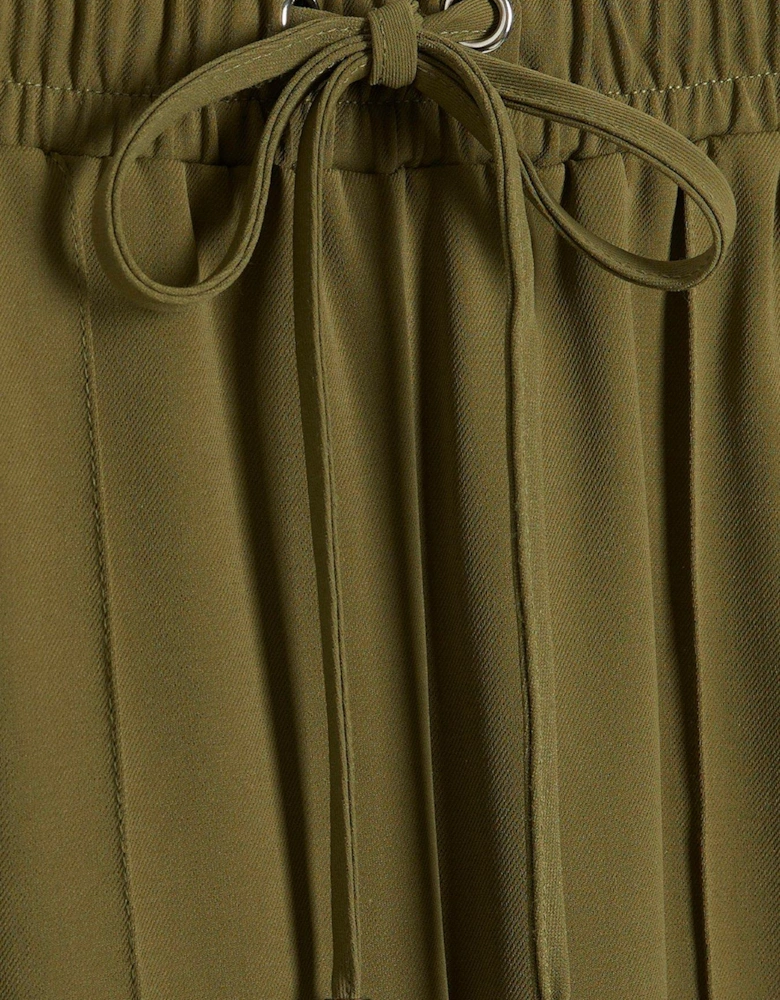 Wide Leg Side Stripe Trouser - Green