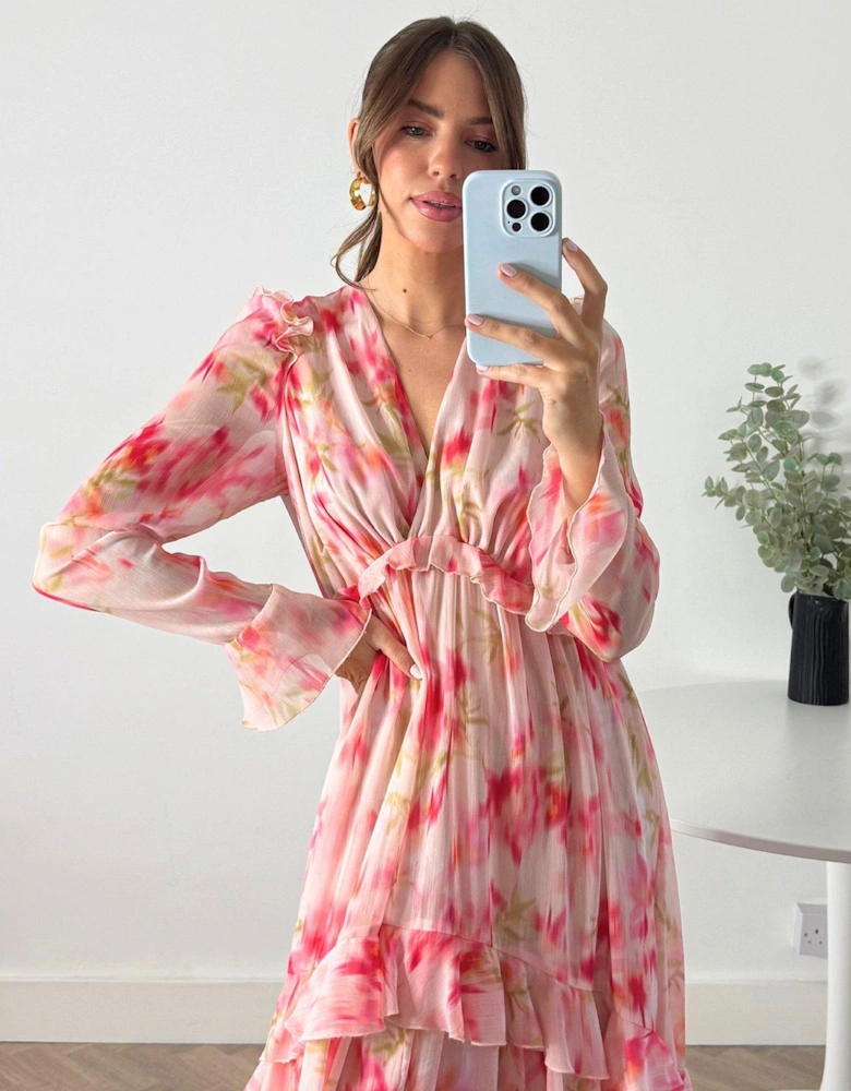 Birdie Long Sleeve Midi Dress - Pink