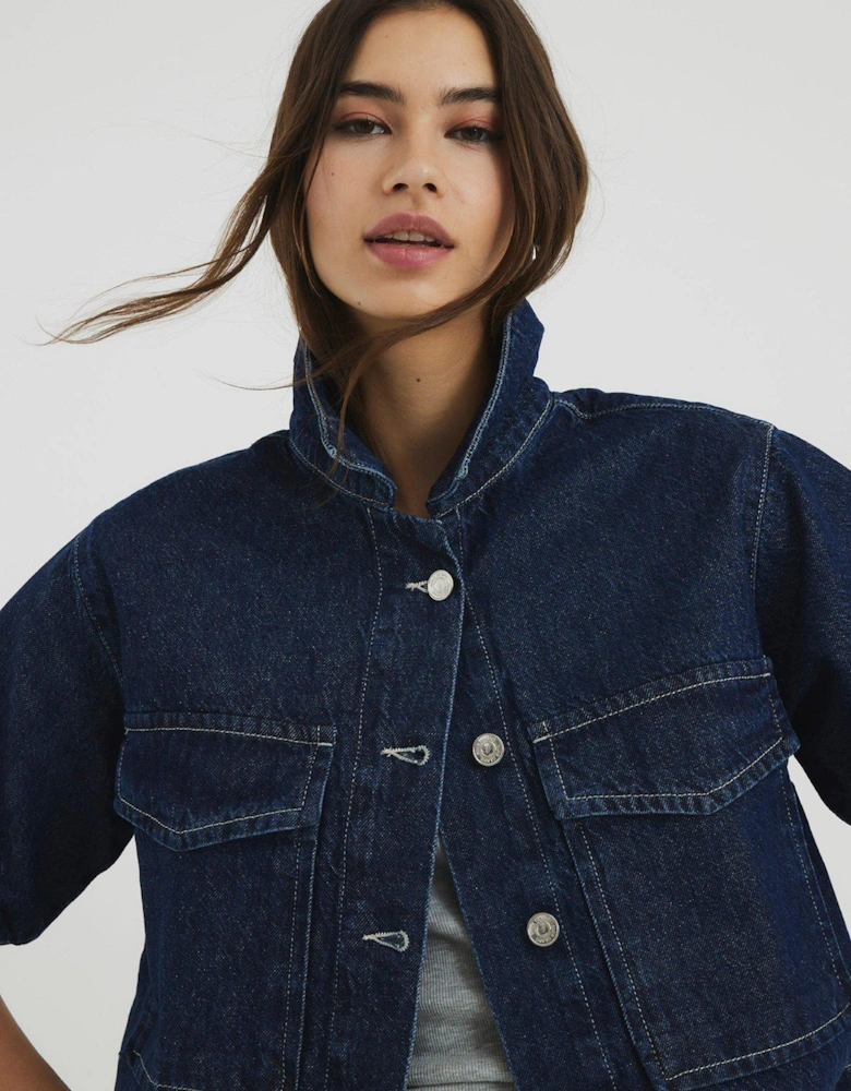 Boxy Crop Shirt - Dark Denim