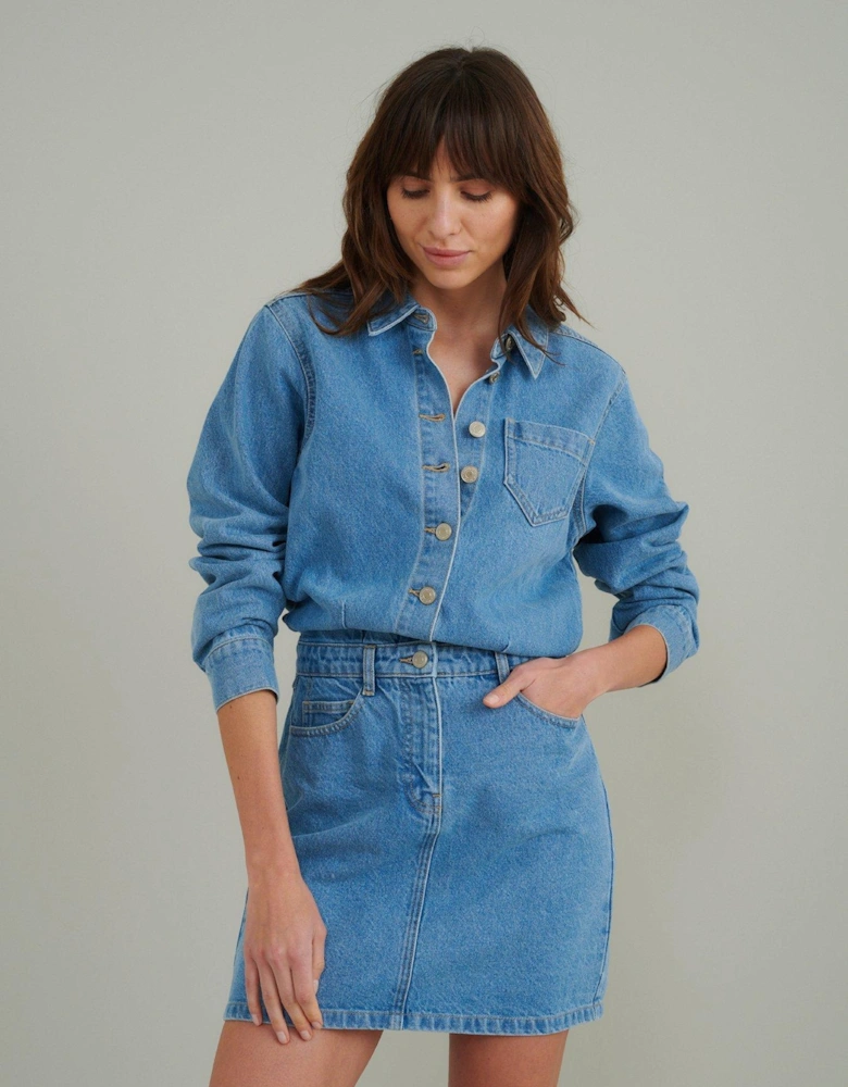 Denim Galveston Mini Shirt Dress - Blue