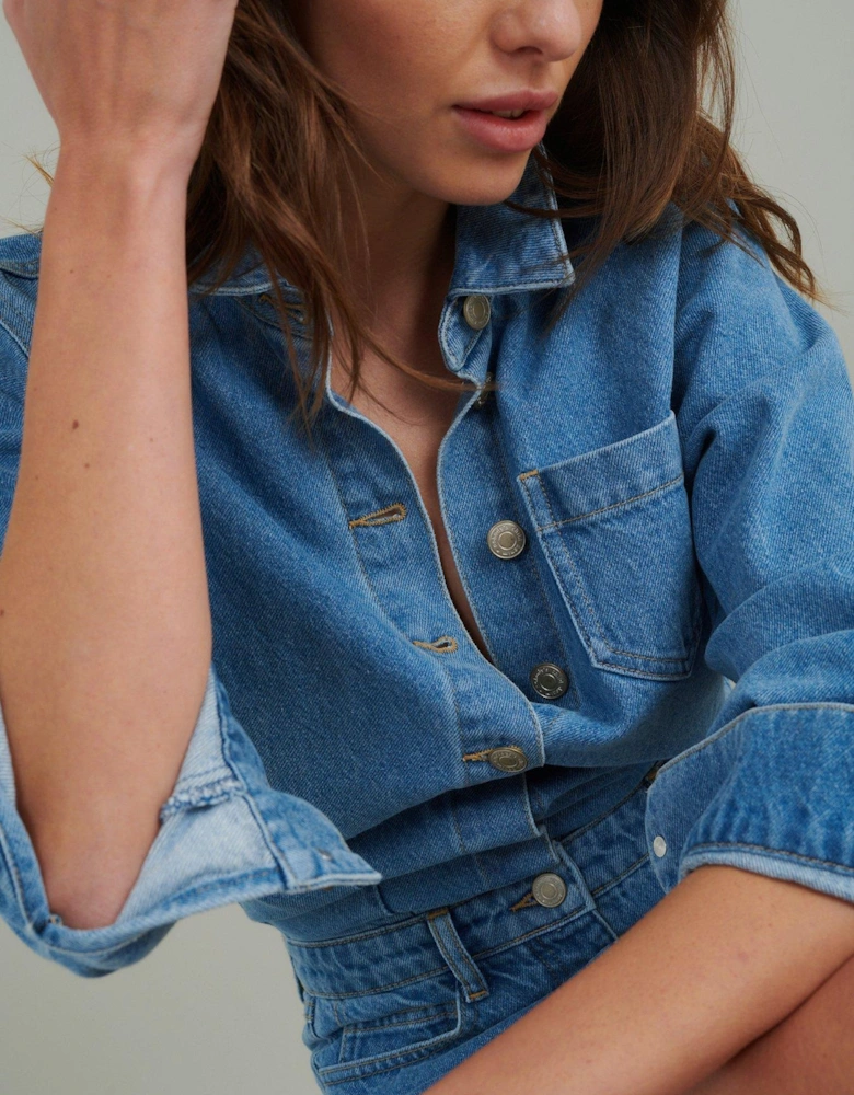 Denim Galveston Mini Shirt Dress - Blue