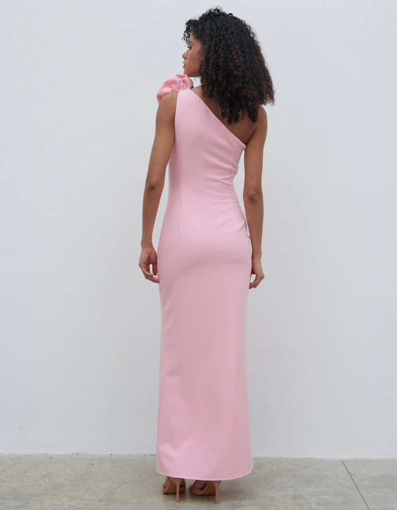 Samaya One Shoulder Corsage Maxi Dress - Pink