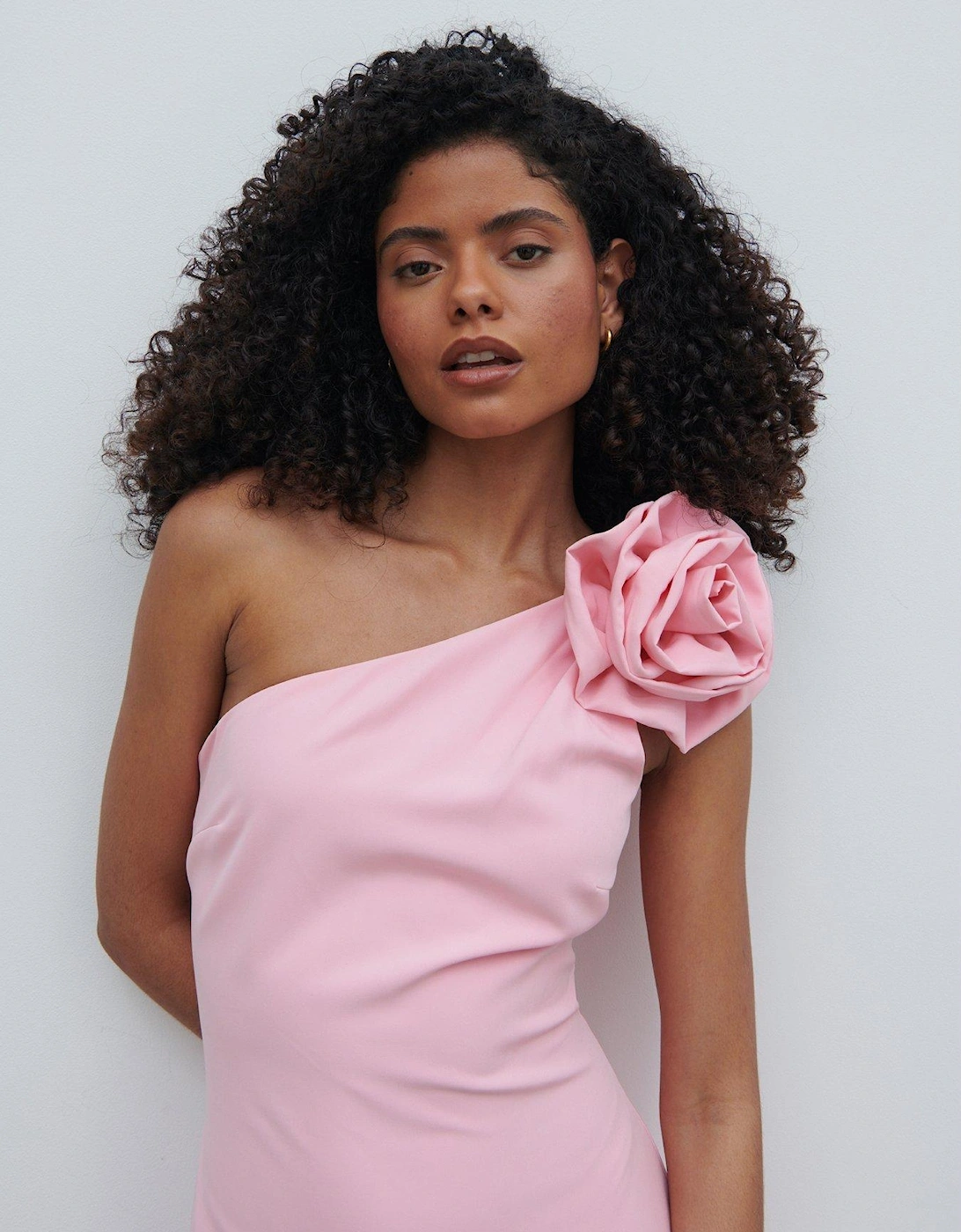 Samaya One Shoulder Corsage Maxi Dress - Pink