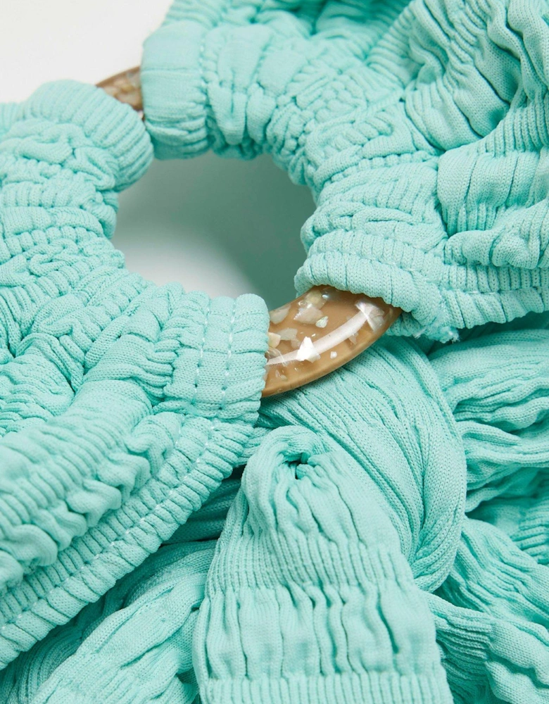 Animal Texture Ring Bandeau Bikini Top - Aqua