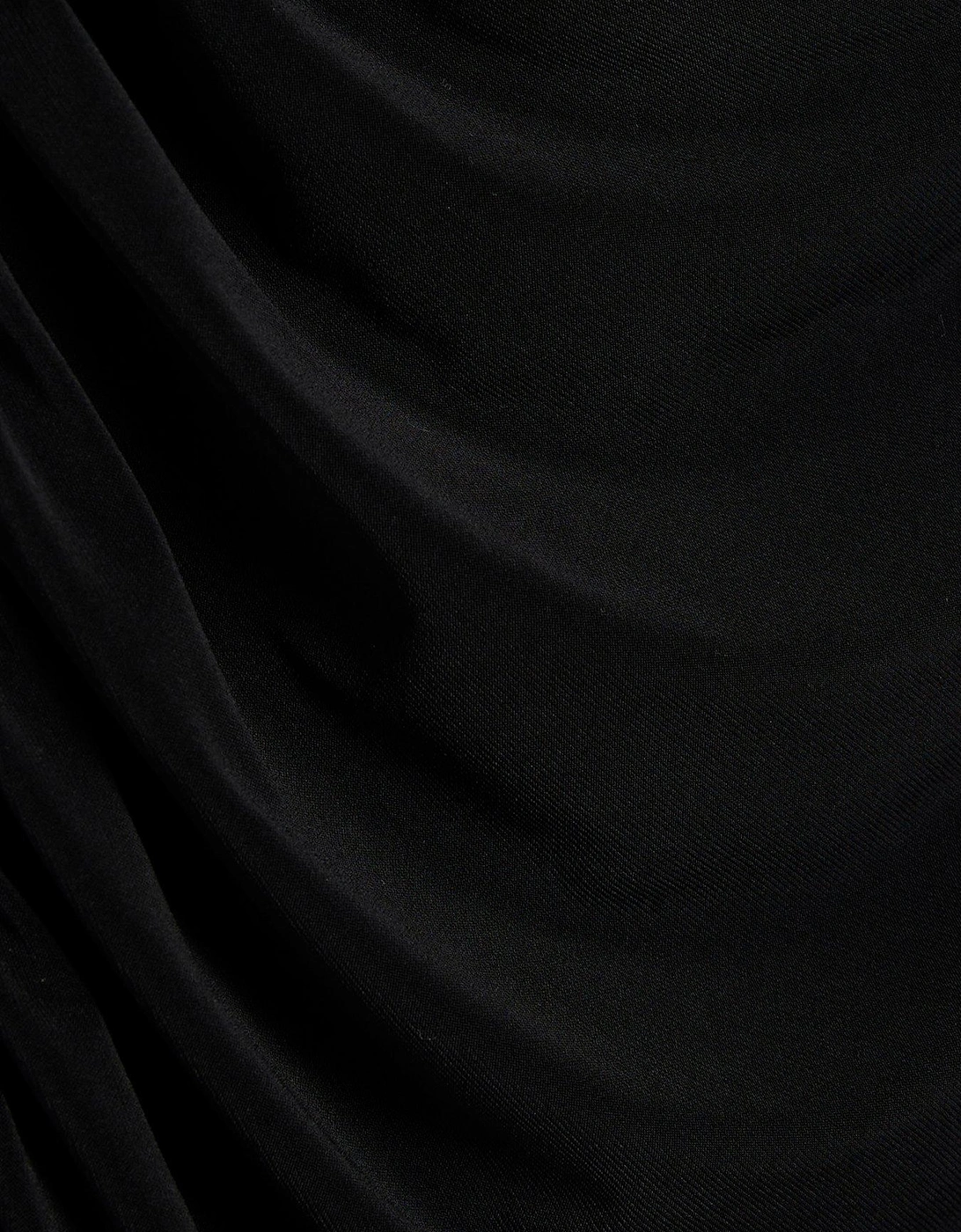 Asymmetric Twist Ruched Midi Dress - Black
