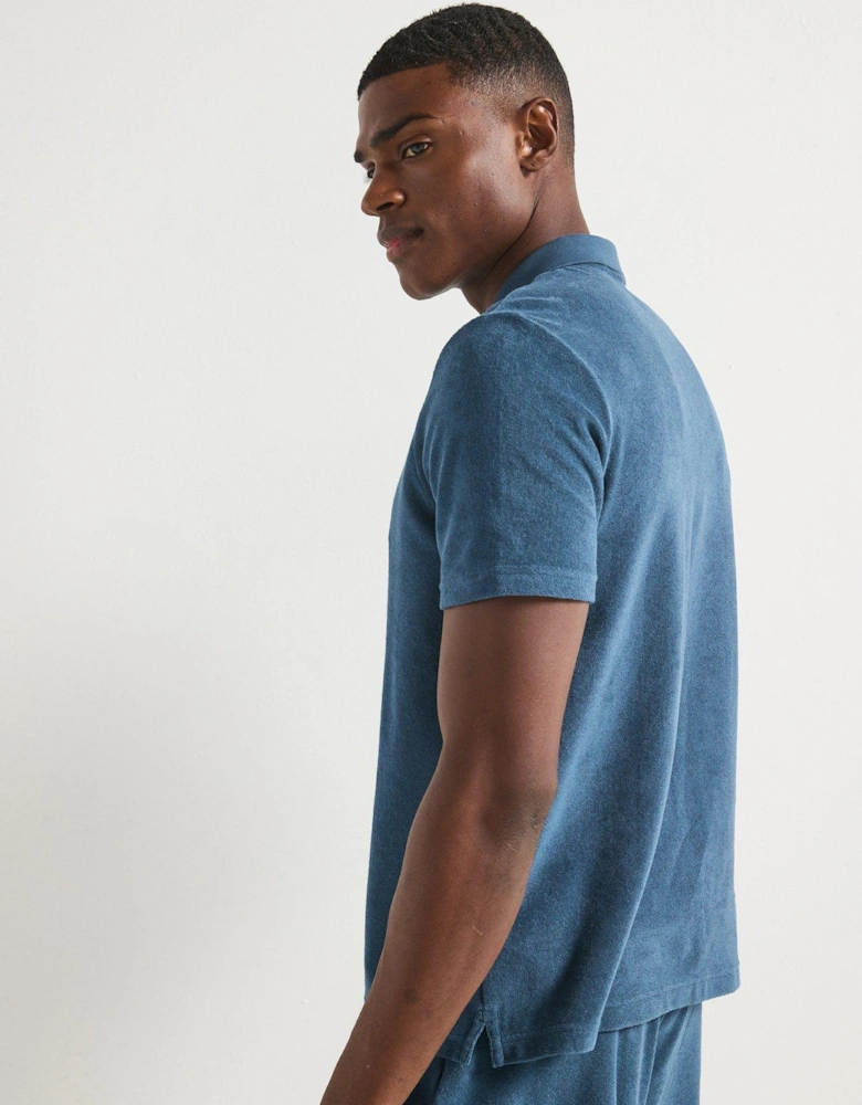Terry Towelling Polo Shirt - Blue
