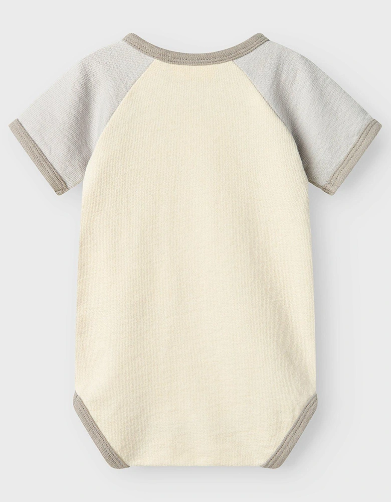 Baby Boys Contrast Short Sleeve Bodysuit - Turtledove Vapor Blue