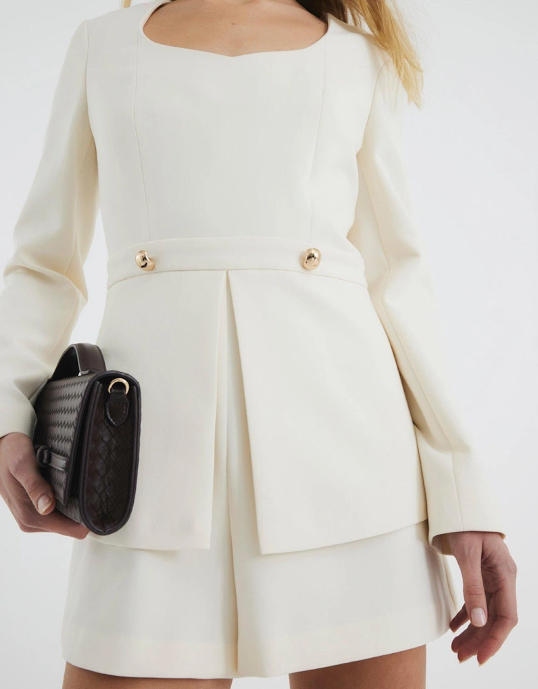 Peplum Playsuit - Cream