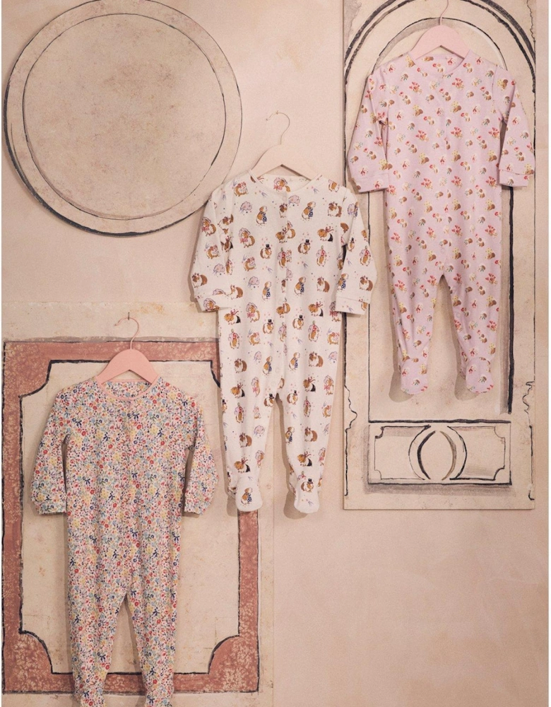 Lilac Purple Floral Baby 100% Cotton Sleepsuit