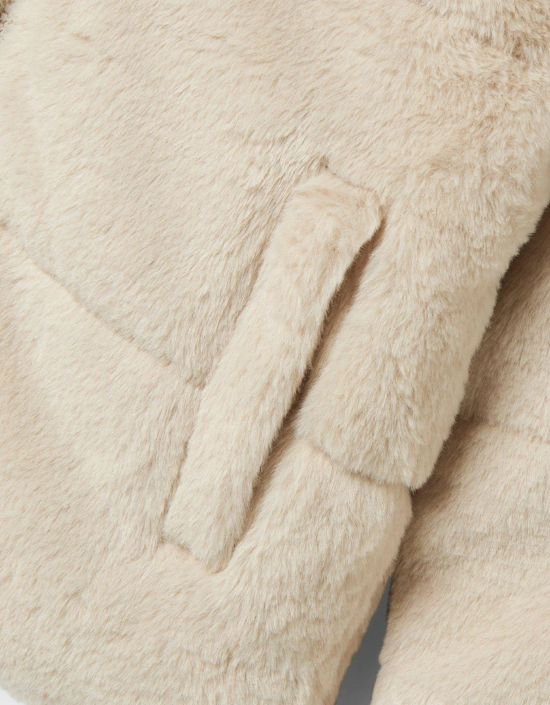Girls Faux Fur Jacket - Cream