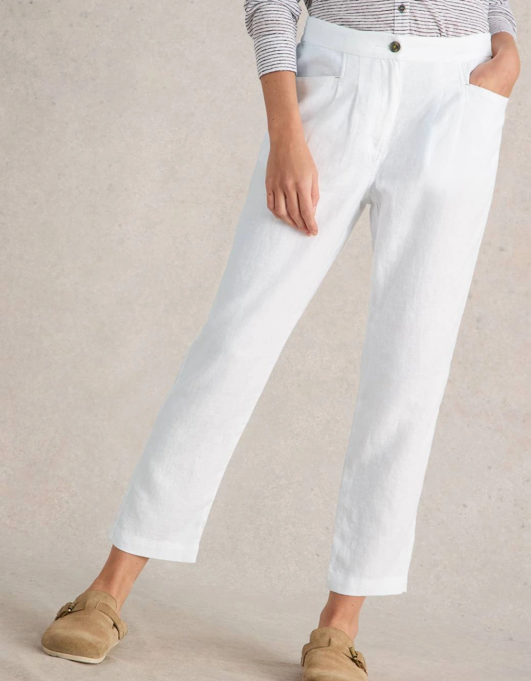 Women's Rowena Linen Trouser Short Brilliant White, 7 of 6