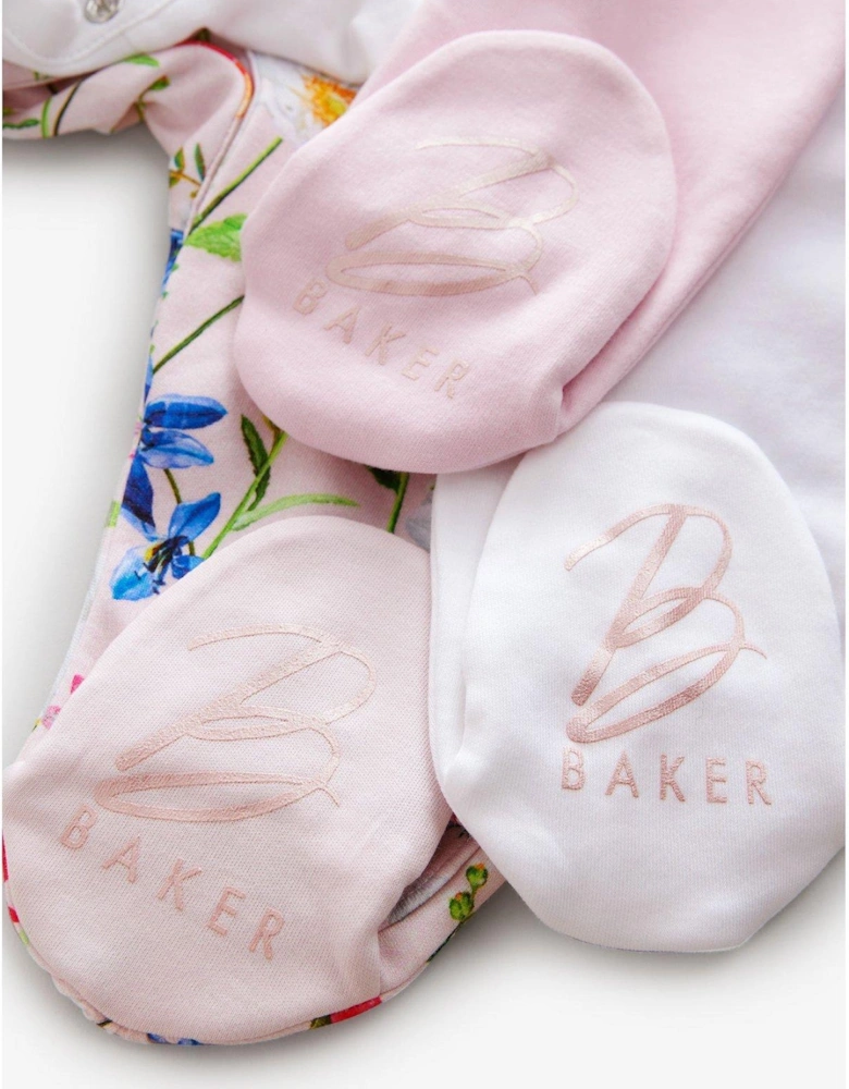 Baby Girls 3 Pack Sleepsuit - Pink