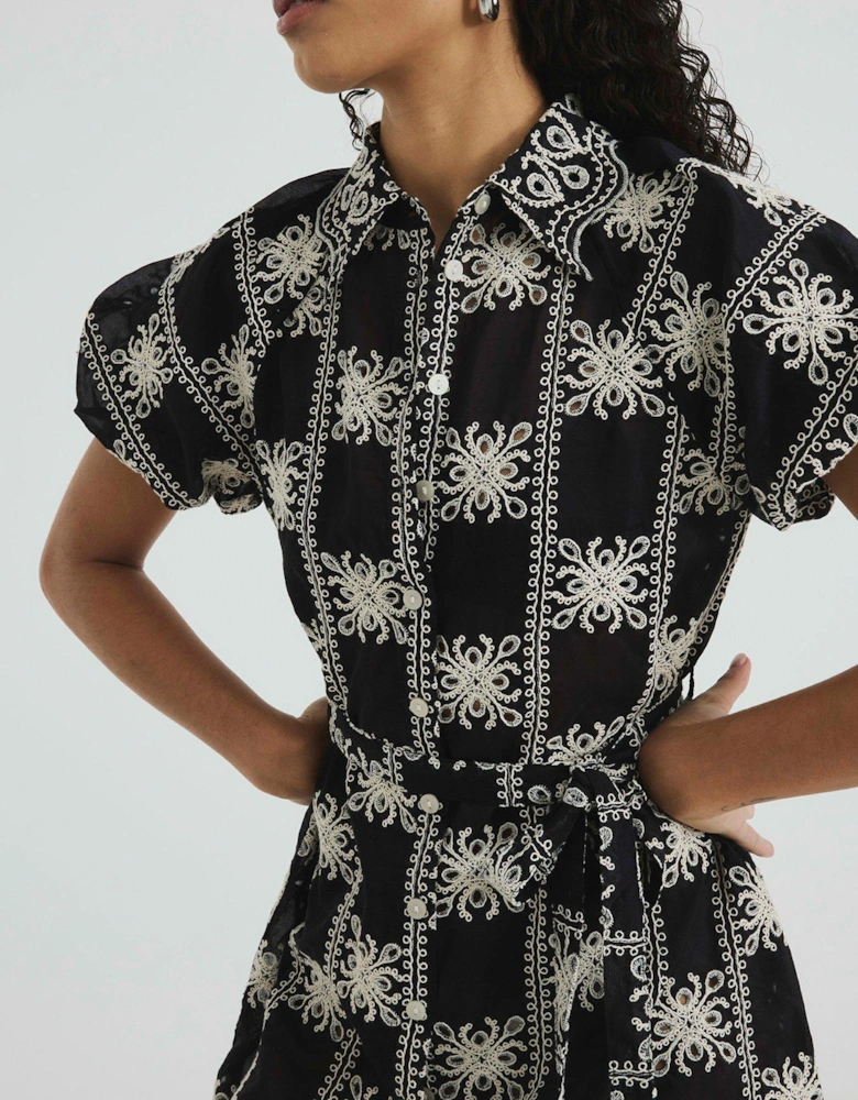 Crochet Belted Dress - Black