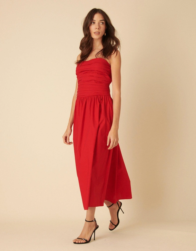 Felicity Midi Dress - Black - Red