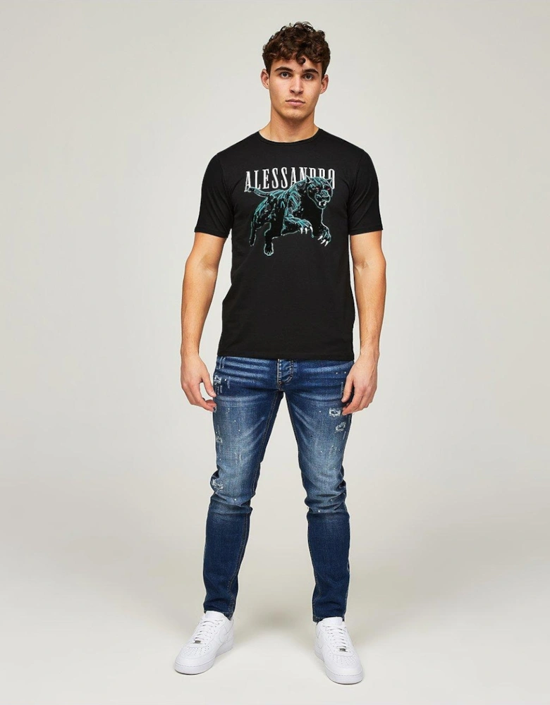 Sciopero Panther Graphic T-Shirt - Black