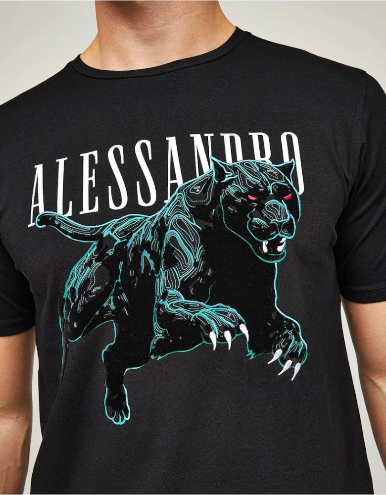 Sciopero Panther Graphic T-Shirt - Black