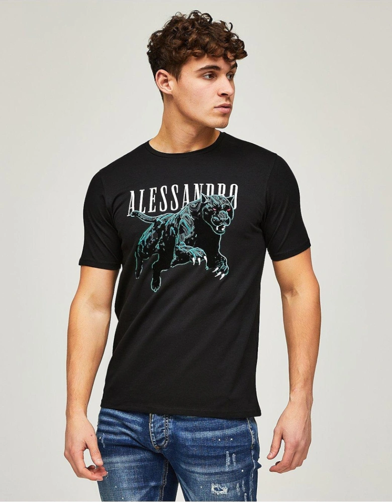 Sciopero Panther Graphic T-Shirt - Black