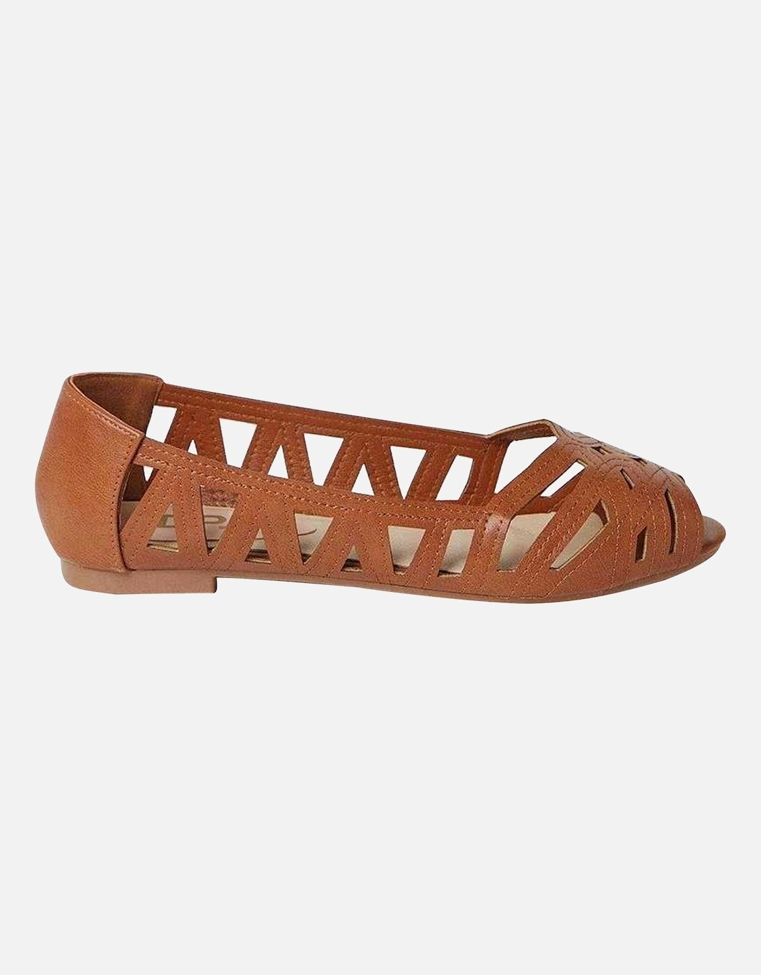 Womens/Ladies Prim Peep Toe Wide Pumps, 4 of 3