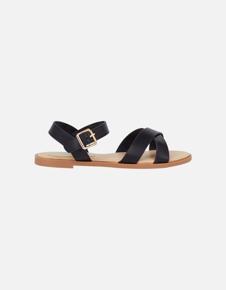 Womens/Ladies Florence Crossover Wide Flat Sandals