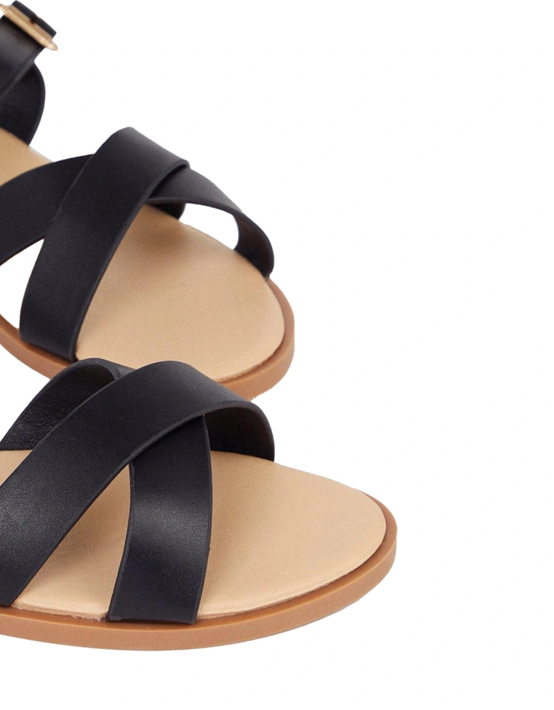 Womens/Ladies Florence Crossover Wide Flat Sandals