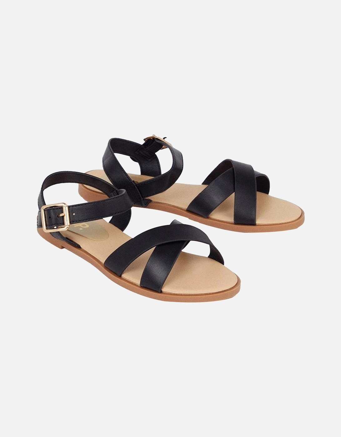 Womens/Ladies Florence Crossover Wide Flat Sandals