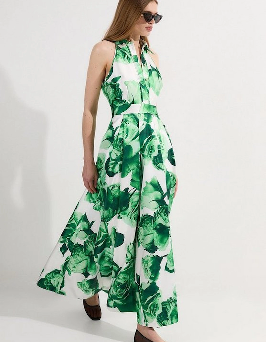 Green Rose Twill Collared Maxi Dress, 2 of 1