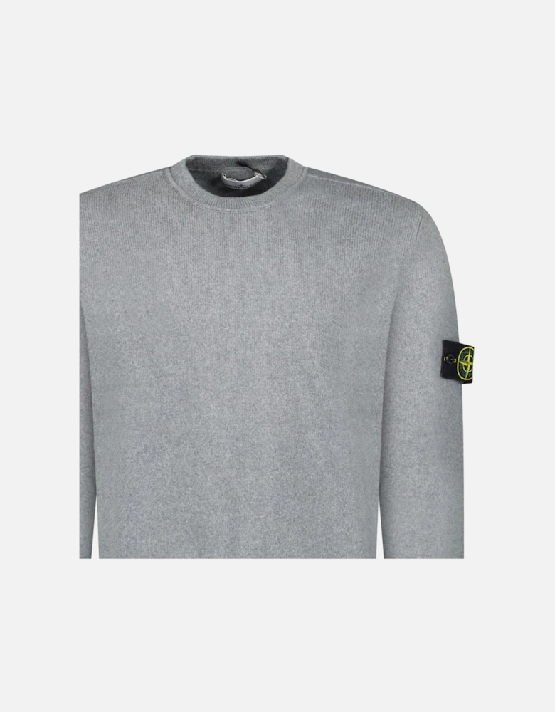 Thick Knitted Compass-Badge Sweater in Grey