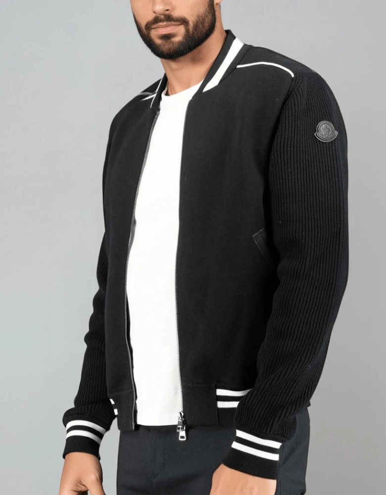 Padded Zip-Up Cardigan Jacket in Black